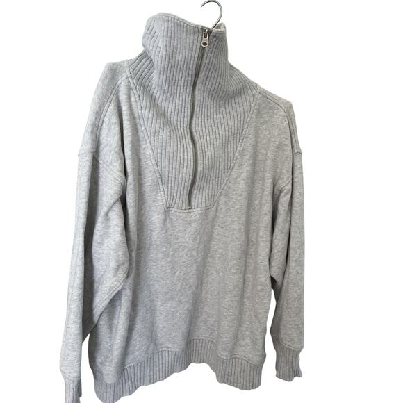 Aerie Women XS/TP Sweatshirt Top Pullover Ribbed Zipper Neck Oversized Casual - Picture 12 of 12